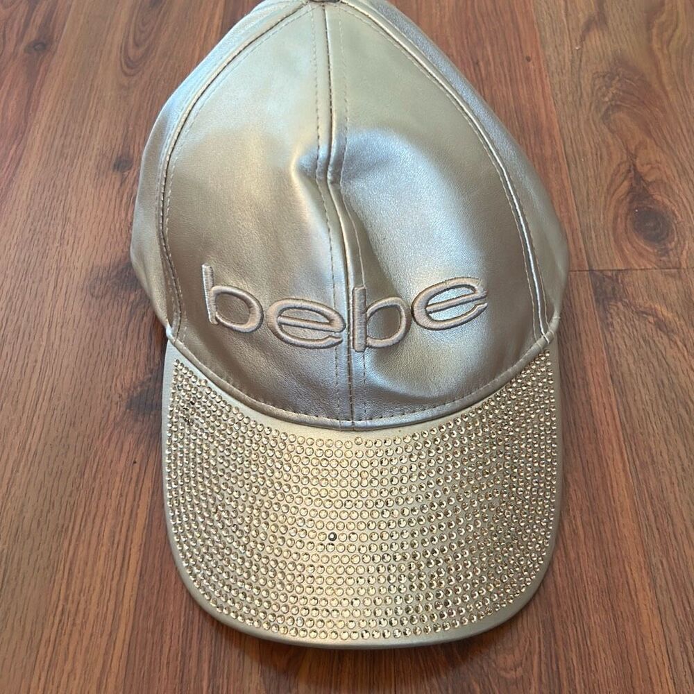 Bebe Gold studded baseball cap leatherโlike